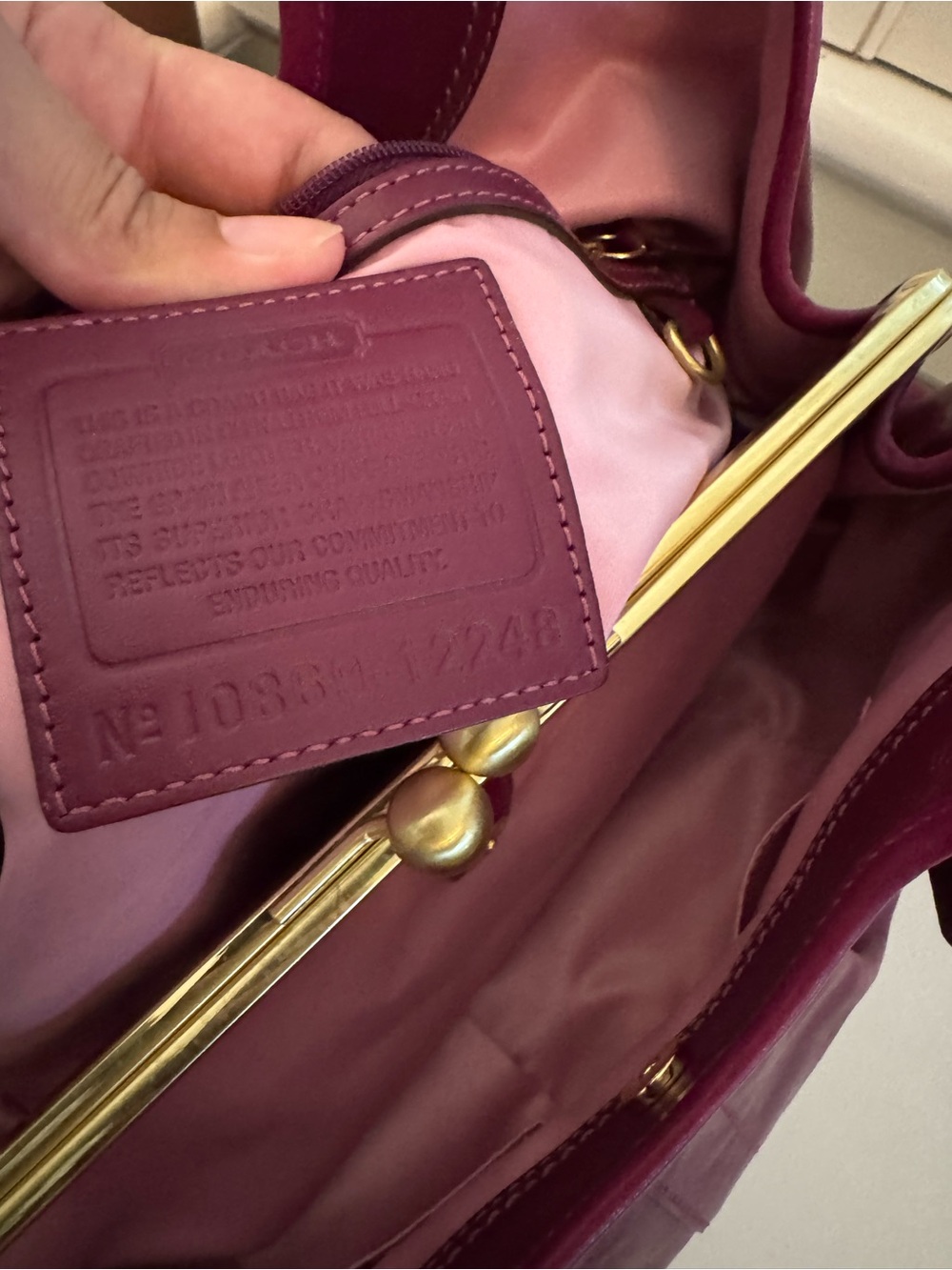 Coach Ergo Pleated Frame Kisslock Satchel 12248 in Magenta - Picture 7 of 8